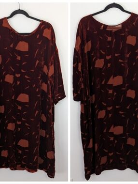 NEW Grizas Velvet Burnout Midi Dress Size M Lagenlook Silk